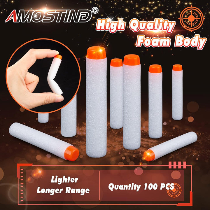 100PCS Refill Darts for Nerf N Strike Elite 2.0 Series Glow in the Dark Bullets Pack – Compatible with All Elite Blasters White