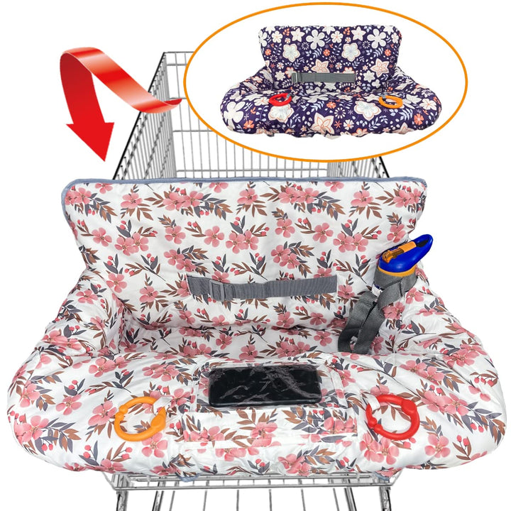 Shopping Cart Cover for Baby Grocery Cart Cover for Baby Boy and Baby Girl, High Chair Cover for Baby and Toddler, Baby Registry Gift - Waterproof - Extra Large - Cotton - Double Sided (Orange)