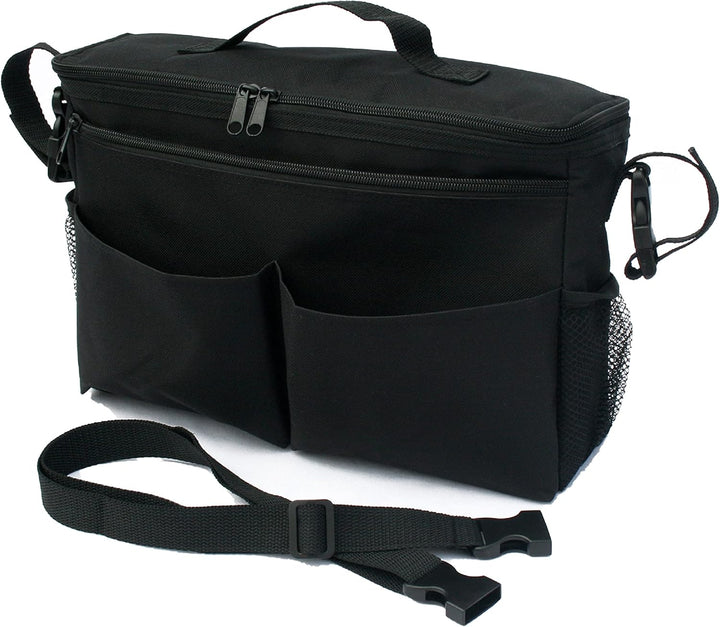 Cool 'N Cargo Stroller and Wagon Cooler and Organizer - Universal Fit - Insulated - Attaches to Strollers, Wagons, Walkers and Wheelchairs - Large Capacity - Black