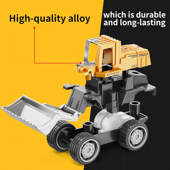 Alloy Mini Construction Vehicles, 8Pcs Die-Cast Construction Toys Set, Excavators Mixer Truck Bulldozers Forklift Dump Truck, Pull Back Car Toys for Toddlers Kids Boys & Girls