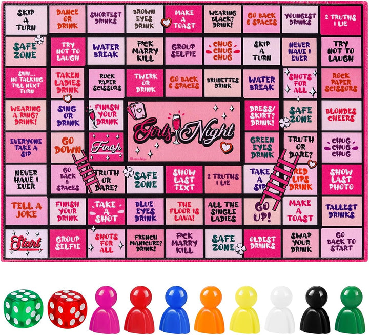Bachelorette Party Drinking Games for Adults, Rubber Mat Drinking Board Game, Funny Party Interactive Drinking Games for Girls Night, Bachelorette Party, Age 21+, 2-8 Players