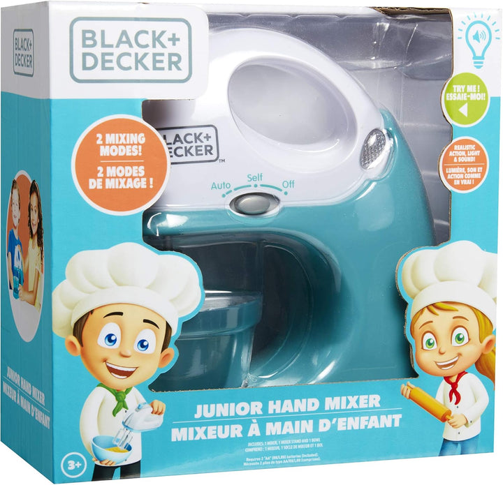 Junior Hand Mixer Role Play Pretend Kitchen Appliance for Kids with Realistic Action, Light and Sound - plus Mixing Bowl and Two Mixing Modes for Imaginary Cooking Fun