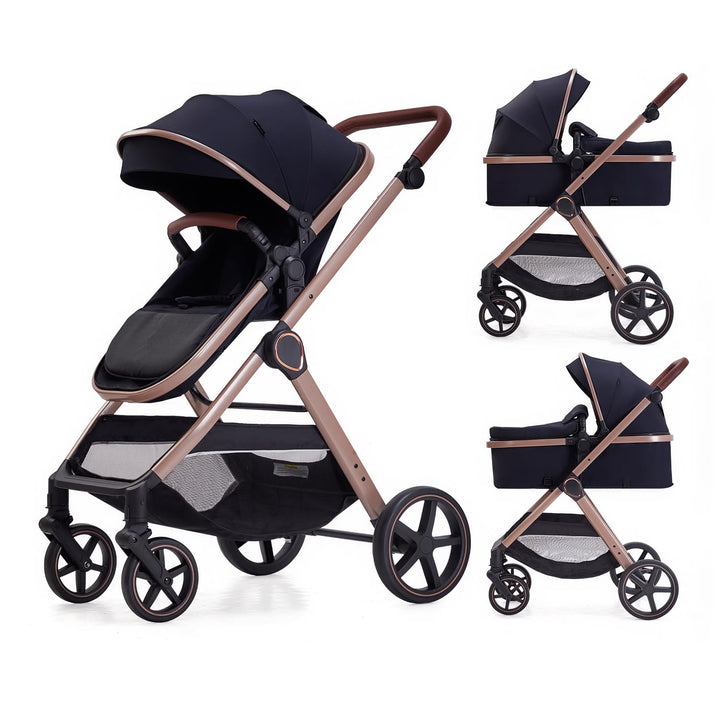 2 in 1 Baby Stroller, Newborn Infant Toddler Convertible Bassinet Pram Stroller for 0-36 Months Old Babies (Beige)