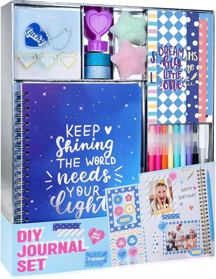 DIY Journal Kit for Girls – Cute Journal Set for Teen Tween Girls Gifts, Stationary Set, Scrapbook & Diary Supplies Set, Gifts for 8 9 10 11 12 13 14 Year Old Girl