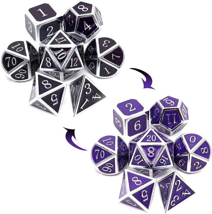 Bloodstained Metal DND Dice Set Blood Polyhedral D&D Dice Compatible with Dungeons and Dragons Gift TTRPG Antique Metal Halloween Dice