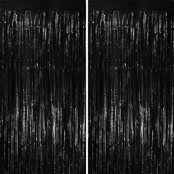 2 Pack Laser Pink Tinsel Foil Fringe Curtains, Mothers Day Pink Decorations, Metallic Tinsel Party Streamers Backdrop for Birthday Bachelorette Graduation Wedding Party Decorations