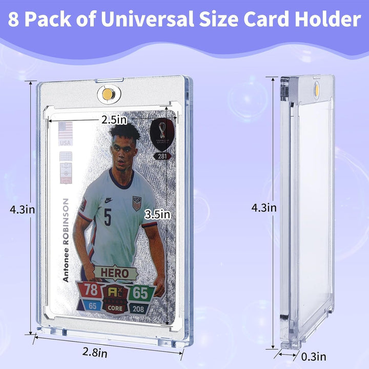 Magnetic Card Holders for Trading Cards, 8 Pack 35Pt Sports Card Holder, UV Protection Plastic Hard Card Protector Clear Card Slabs for Collectible Baseball Cards, Game Cards