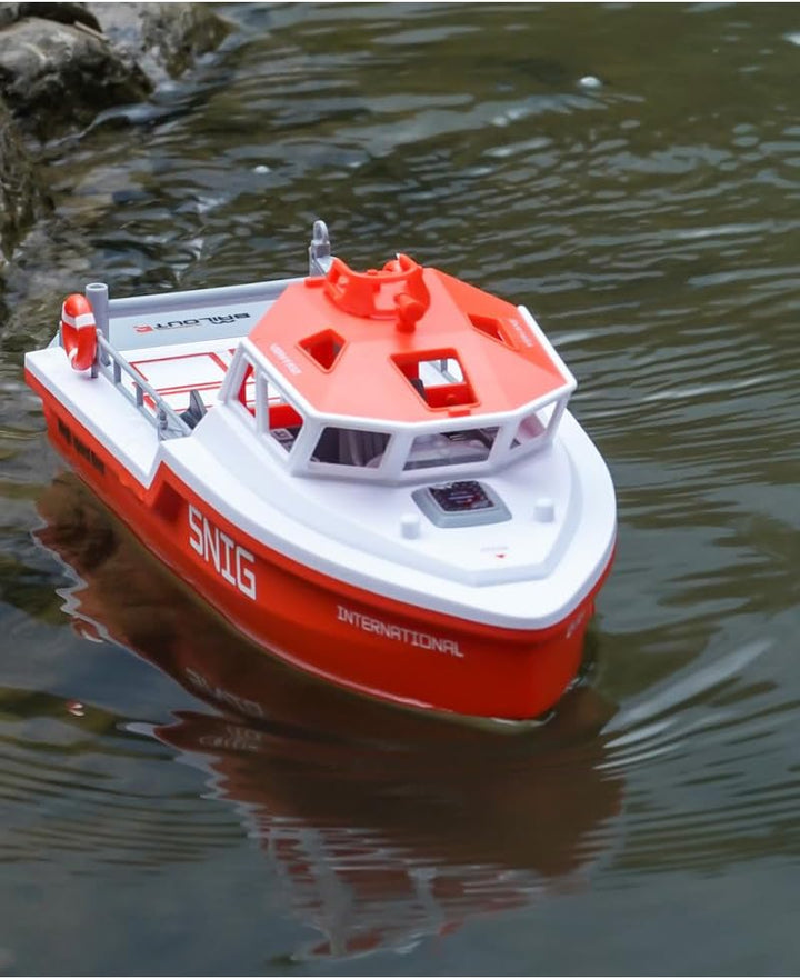 RC Jet Boat 4CH Lake Swimming Pool RTR Remote Control Boat Port Tugboat 8Km/H 2.4Ghz/Orange (Dual Battery)