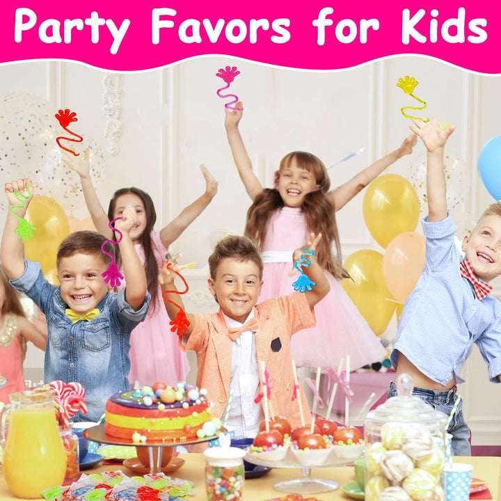 100PCS Glitter Sticky Hands Party Favors for Kids 4-8 8-12 Birthday Supplies Hawaiian Goodie Bag Stuffers Classroom Treasure Box Carnival Prizes Bulk Treat Trinkets Pinata Stuff Mini Stretchy Toys