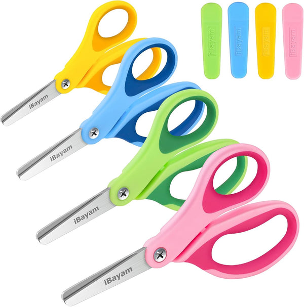 Kids Scissors,  5" Blunt-Tip Safety Scissors with Cover: Easter Gifts for Kids Ages 4-12, Child-Safe Craft Tools for School & Scrapbooking, Creative Art Supplies for Toddlers and Students