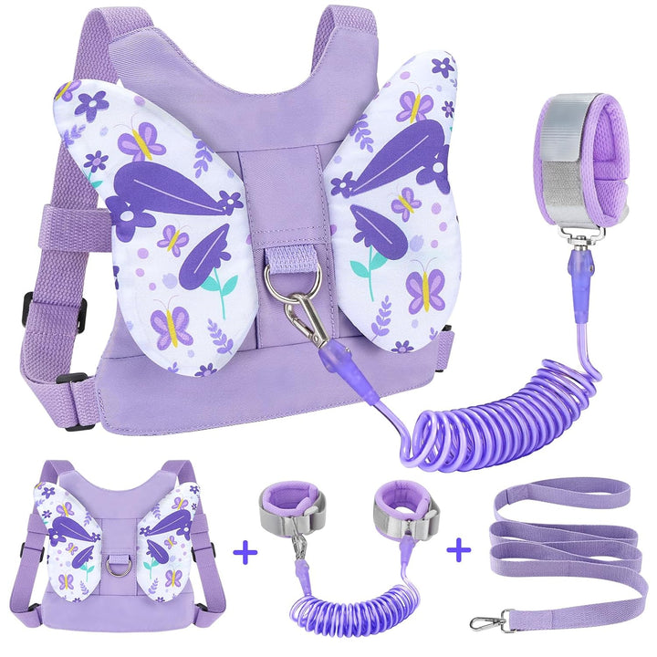 3 in 1 Toddler Harness Leashes + anti Lost Wrist Link, Kids Harness Children Leash for Girls, Child anti Lost Leash Baby Cute Harness Belt Strap Hold Kids Close While Walking