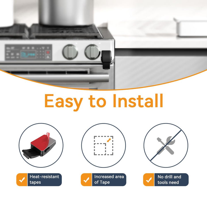 1 Pack Updated Oven Front Lock,Childproof Oven Door Lock, Easy to Install & Use Durable and Heat-Resistant Material No Tools Need or Drill(Black)