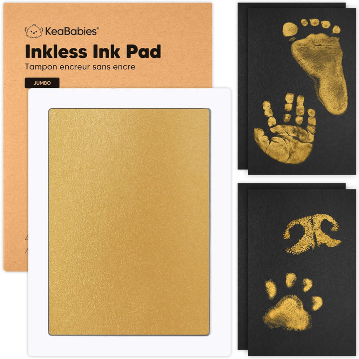 4-Pack Inkless Baby Hand and Footprint Kit - Mess Free Ink Pad for Newborn Keepsake, Dog Nose & Paw Print Kit, Clean Touch Ink Pad for Baby Hand & Footprints, Ideal New Mom Gifts (Jet Black)