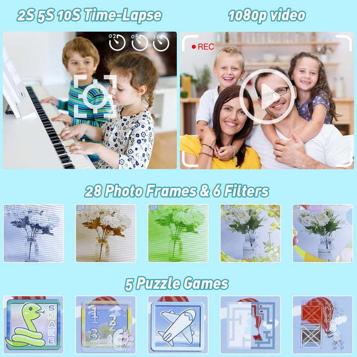 Kids Camera, Toy Camera, Toddler Camera, 1080P HD Selfie Digital Video Camera for Boys/Girls, Mini Toddler Camcorder with 32G SD Card, Ideal Christmas Birthday Gift for Childrens Age 3-9(Blue)…