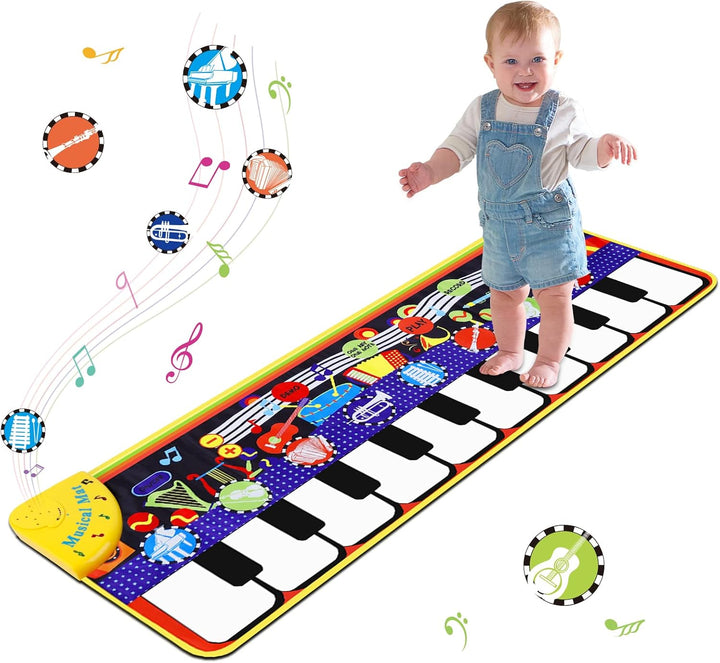 Piano Mat - 53" X 23" Musical Mat 8 Animals Sounds Dance Mat for Kids Touch Play Dancing Mat Toy Gifts for 1 2 3 4 5 6 Year Old Girls Boys