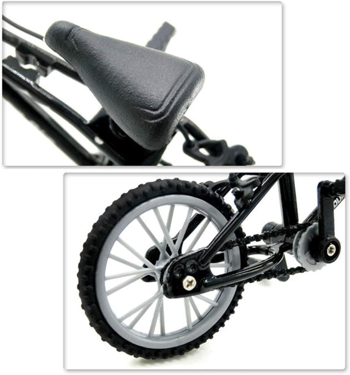 Black 1/18 Finger Bike Action Figure Toy,Mini Finger Mountain Bike Model Art Crafts Desktop Decor