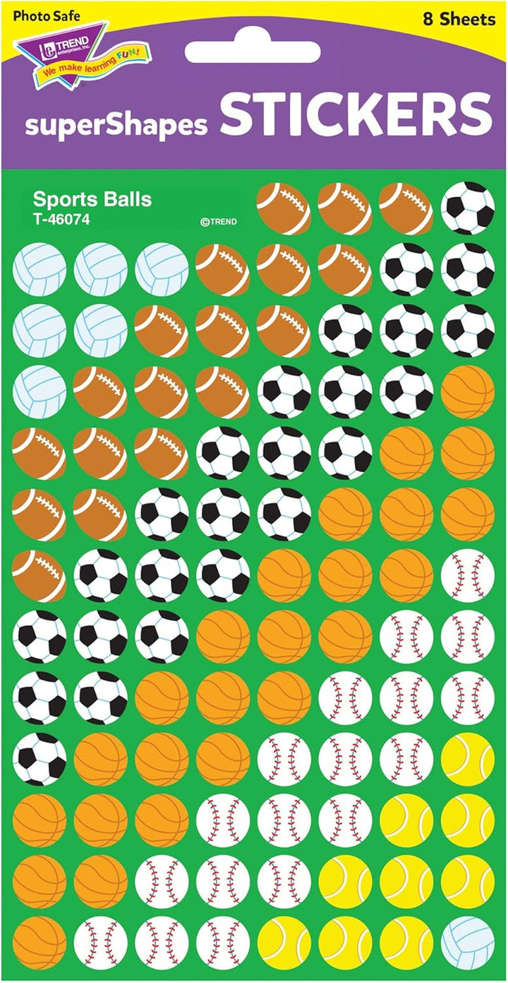 Trend, Inc. Sports Balls Supershapes Stickers, 800 CT