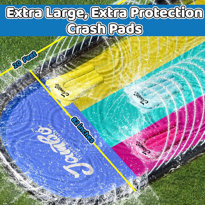 XL 20Ft Premium Slip Splash and Slide with 3 Bodyboards, Heavy Duty Water Slide- Advanced 3-Way Water Sprinkler System, Backyard Waterslide Outdoor Water Toys N Slides for Kids Splash Pad
