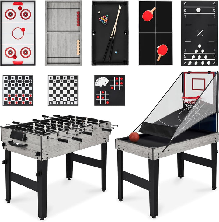 13-In-1 Combo Game Table Set for Home, Game Room, Friends & Family W/Ping Pong, Foosball, Basketball, Air Hockey, Archery, Chess, Checkers, Shuffleboard, Bowling