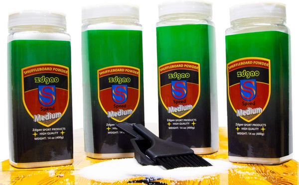 Shuffleboard Wax - Shuffleboard Sand 4 Pack with Mini Brush and Dustpan Set (4 X 14Oz)