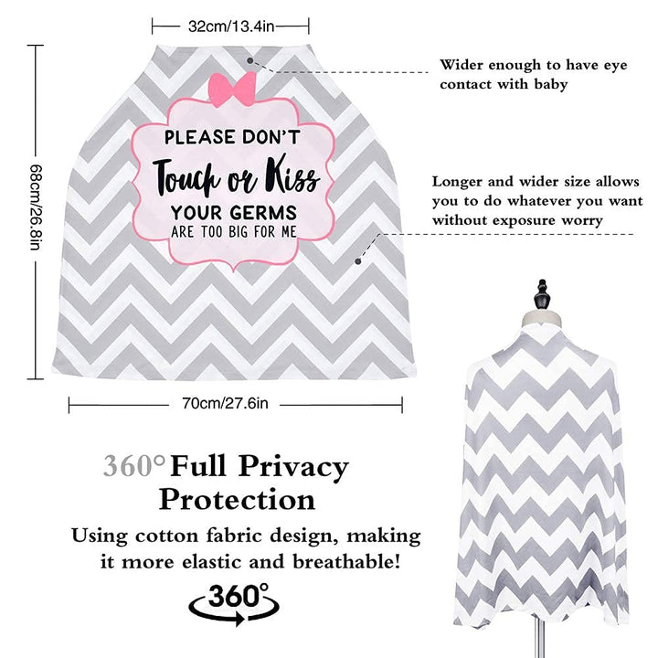 No Touch Sign Car Seat Cover for Babies, Mom Nursing Covers Breastfeeding Scarf, Multi Use Infant Carseat Canopy for Newborn Carrier/Stroller/Shopping Cart, Baby Shower Gifts for Boy Girl