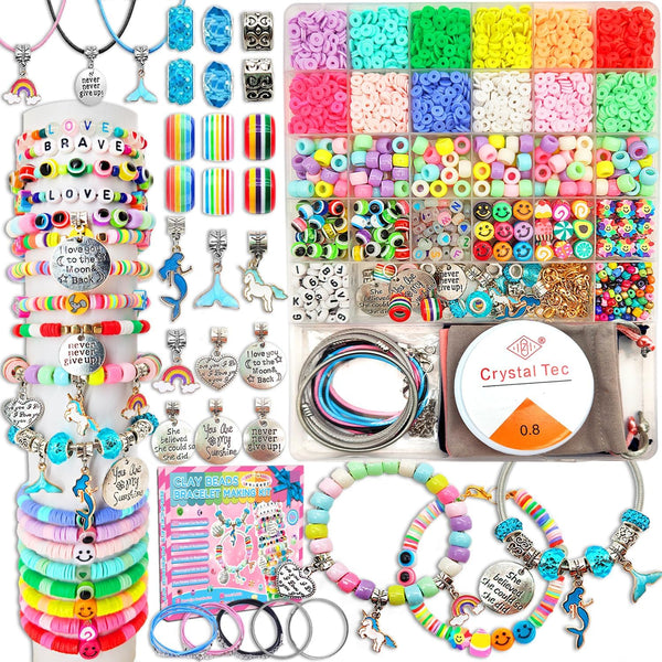Girls Toys Bracelet Making Kit -3400Pcs Charm Jewelry Making Kit Supplies,Unicorn/Mermaid Crafts Birthday Christmas Gifts for Girls Ages 5 6 7 8 9 10 11 12 Years Old