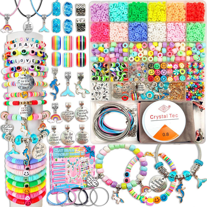 Girls Toys Bracelet Making Kit -3400Pcs Charm Jewelry Making Kit Supplies,Unicorn/Mermaid Crafts Birthday Christmas Gifts for Girls Ages 5 6 7 8 9 10 11 12 Years Old
