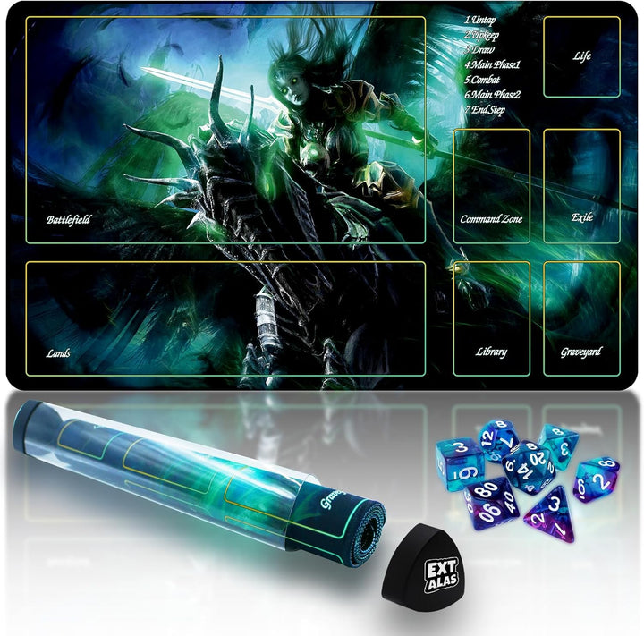 MTG Playmat TCG Playmat -Includes Storage Tube and 7 Dice-Experience Top-Tier Quality and Edge-Locking Waterproof and Non-Slip Mat! (Playmat without Zones, 1-Pretty Purple Fluorescence)