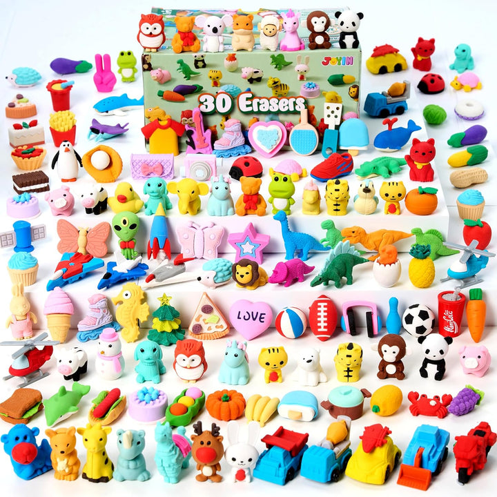 36Pcs Animal Erasers for Kids, Cute Pencils Erasers Bulk, Desk Pets Puzzle for Classroom Rewards Back to School Supplies Party Favors Treasure Box Toys Gifts