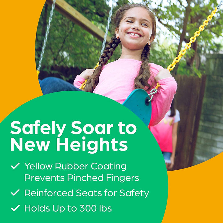 Swings for Outdoor Swing Set - Pack of 2 Swing Seat Replacement Kits with Heavy Duty Chains - Backyard Swingset Playground Accessories for Kids (Green)