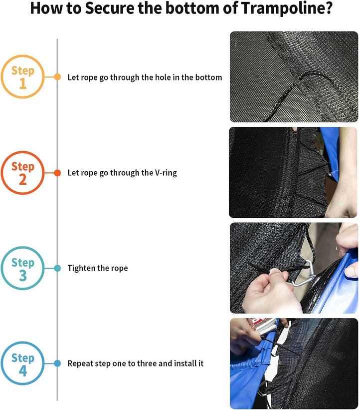 Trampoline Replacement Safety Net for 6 Straight Poles round Frame Trampolines, Breathable and Weather-Resistant, with Adjustable Straps, Zippers, Protection Buckles(Net Only)