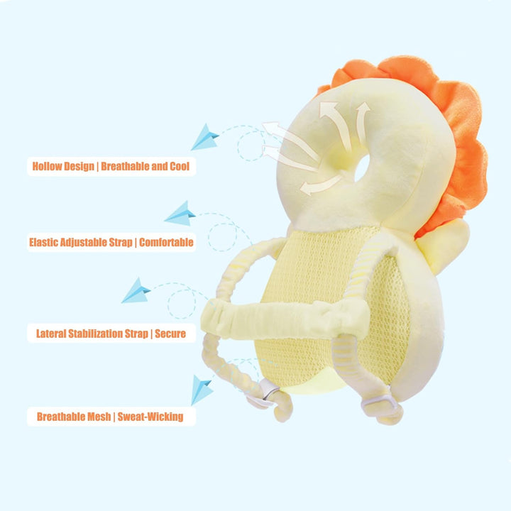 Baby Head Protection Backpack, Toddler Walking Head Protector, Adjustable Head Protector Pad Safety Cushion (Orange)