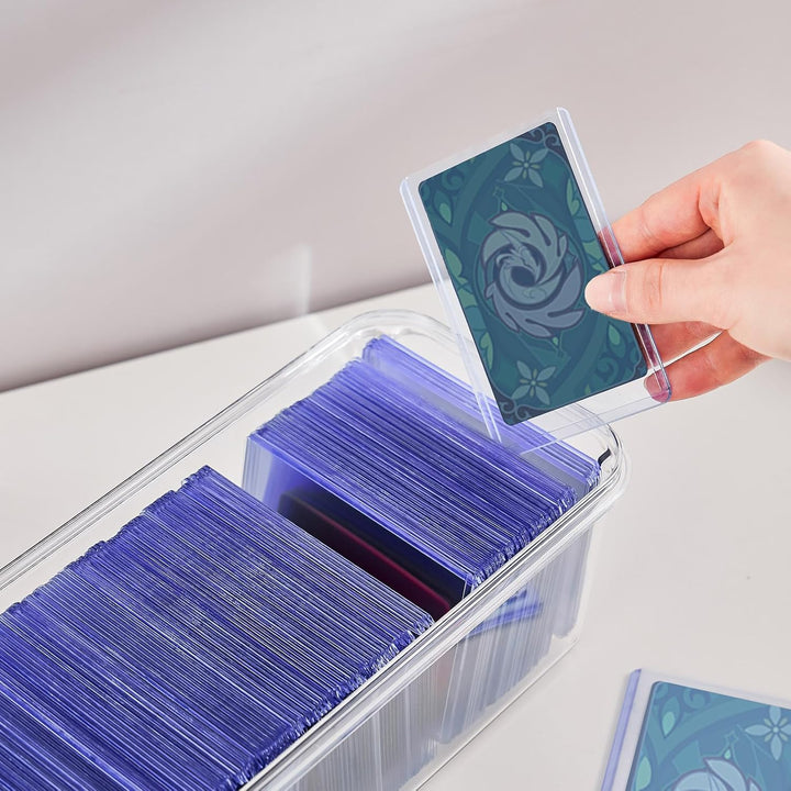 Toploader Storage Box, Trading Card Storage Box with 5 Dividers, Hard Plastic TCG Card Storage Box for Top Loaders, Large for 165 Toploaders 650 Cards (2 Pack)