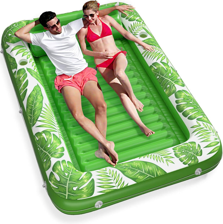Inflatable Tanning Pool Lounger Float -  4 in 1 Sun Tan Tub Sunbathing Pool Lounge Raft Floatie Toys Water Filled Tanning Bed Mat Pad for Adult Blow up Kiddie Pool Kids Ball Pit Pool (L)