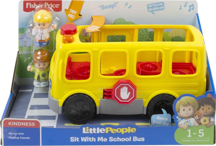 Little People Musical Toddler Toy Sit with Me School Bus with Lights Sounds & 2 Figures for Pretend Play Kids Ages 1+ Years​