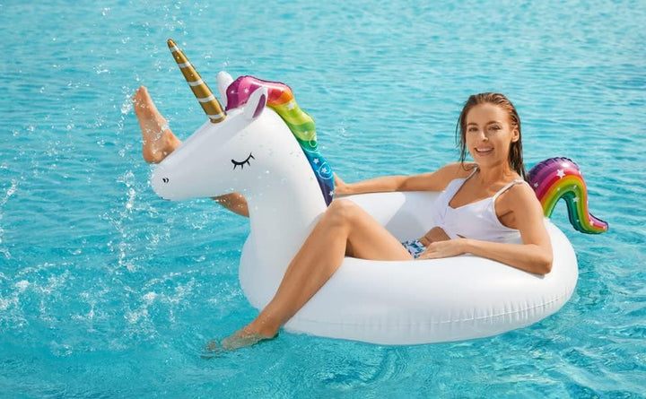Inflatable Unicorn Flamingo Pool Floats -  2 Pack Pool Floaties Inflatables Rafts for Swimming Pool Tubes for Floating Lake Beach Floaty Swim Rings Pool Party Toys for Adults Kids