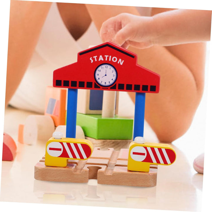 Wooden Railway Station Platform for Train Track Accessory Educational DIY Model for Imaginative Play and Problem Solving Early Learning Plaything