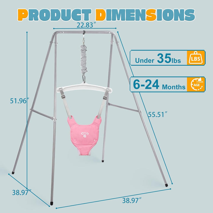 Baby Jumper with Stand, Baby Jumpers and Bouncers, Baby Exerciser Suitable for 6-24 Months, Easy to Assemble & Store Jumper for Baby (Pink)