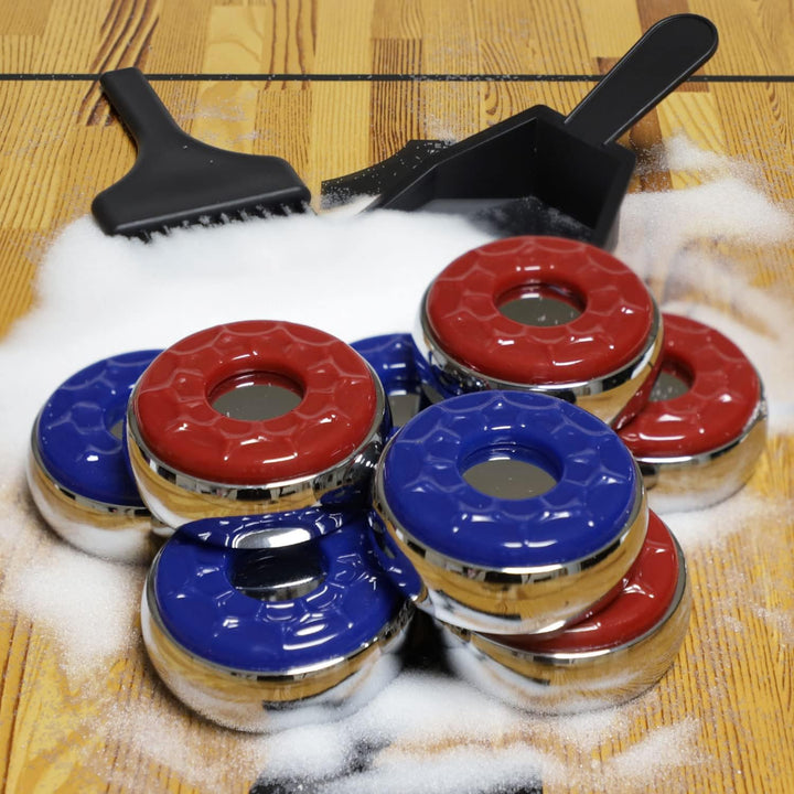 Shuffleboard Pucks and Sand Set - 2 1/8" Table Pucks with 2 Cans Wax, Mini Brush and Dustpan