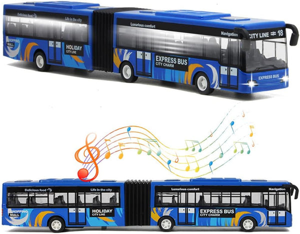 City Bus Toy for Kids, Die Cast Alloy Pull Back Vehicles, Metro Articulated Electric Bus with Sounds and Lights, Model Cars Toys Educational Gift for Kids Boys Girls Ages 3+