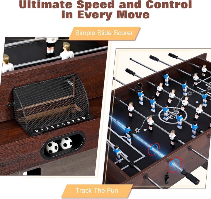 4-In-1 Combo Game Table – 55" Multi-Game Table with Foosball, Electric Air Hockey (Powerful 700Ma Motor), Ping Pong & Poker – Great for Home & Game Room Fun