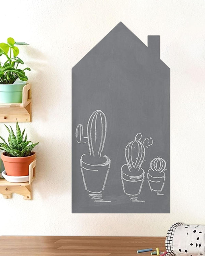Magnetic Wall Decal for Kids, Magnetic Chalkboard Contact Paper for Wall, Playroom Essentials, Includes Dustless Chalks, Chalk Holder, Wipe Cloth, Stickers (Grey Castle, 22.8" X 46.5")