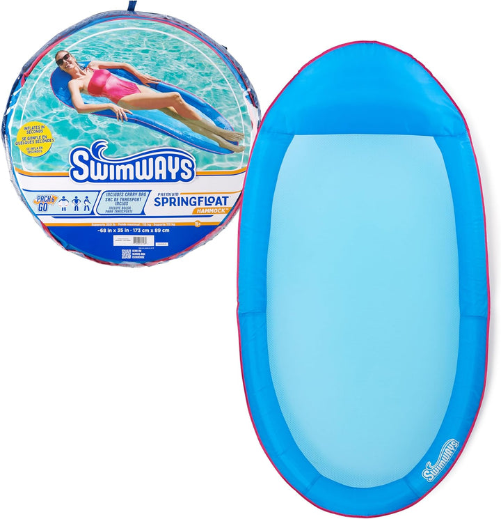 Spring Float Premium Hammock Pool Lounger, Inflatable Pool Floats Adult with Fast Inflation for Ages 15 & Up