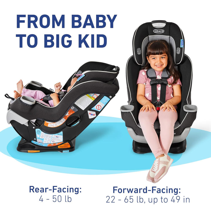 Extend2Fit Convertible Baby Car Seat, Rear and Forward Facing, Adjustable Extension Panel for Extra Legroom, Gotham