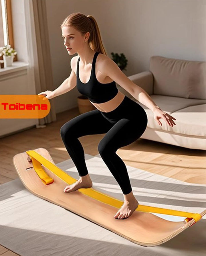 Balance Board Trainer for Adults Kids，Hockey Snowboard Wobble Board,Flat Belt Flexibility Trainer