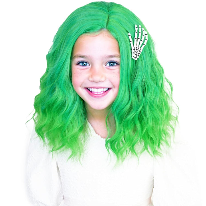 Long Straight Black Kids Wig with Flower Hair Clip, Wigs for Girls Toddler Cosplay 27.6'' Synthetic Hair + Wig Cap for Halloween Party Daily Costumes