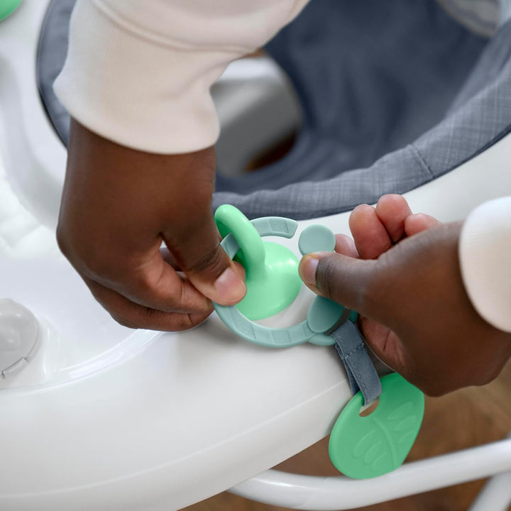 Smooth Strides Activity Baby Walker - Chambray, Developmental Walker, 3 Adjustable Heights, Toys Included, 6M-12M