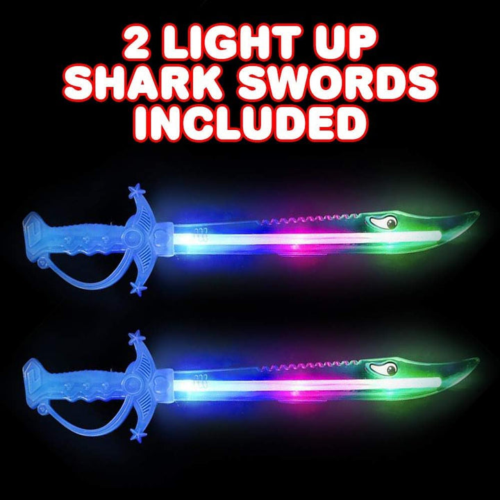 Light up Shark Sword for Kids (Set of 2) - 15 Inch Light up Boy Toys with Flashing LED Lights, Toys for Boys 4-6 - Fun Play Swords Gifts That Elevate Your Kids Custume