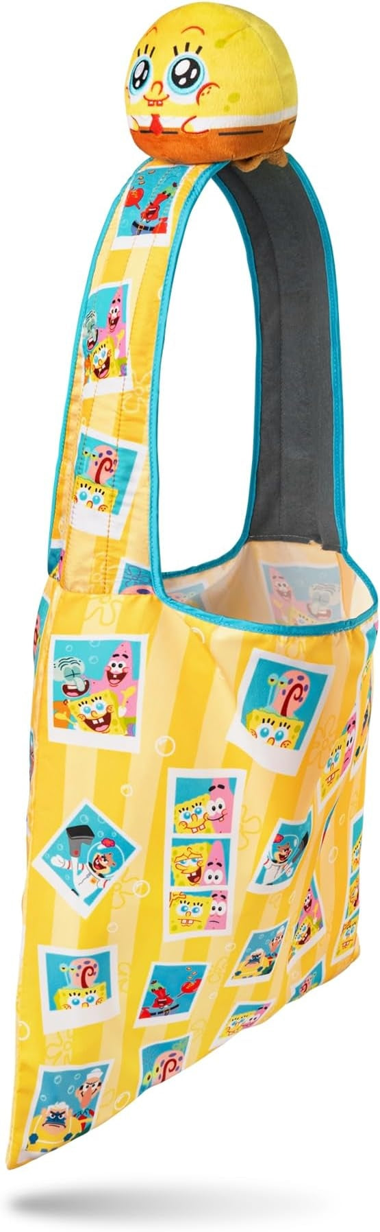 Spongebob Squarepants Plushie Tote Bag - Officially Licensed Cute Kawaii Novelty Foldable Shoulder Bag
