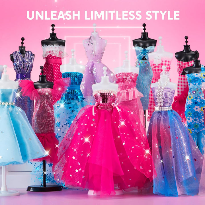 400+PCS Fashion Design Crafts for Kids, Art and Crafts, DIY Sewing Kits with 3 Mannequins for Girls Aged 8-12, Birthday Presents, Toys for Kids